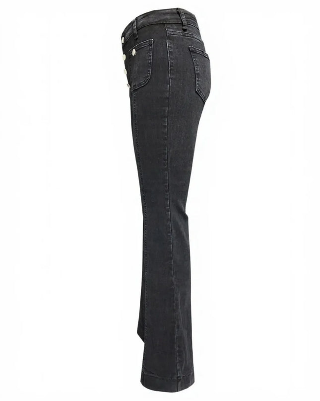 Button Fly High Waist Flare Jeans