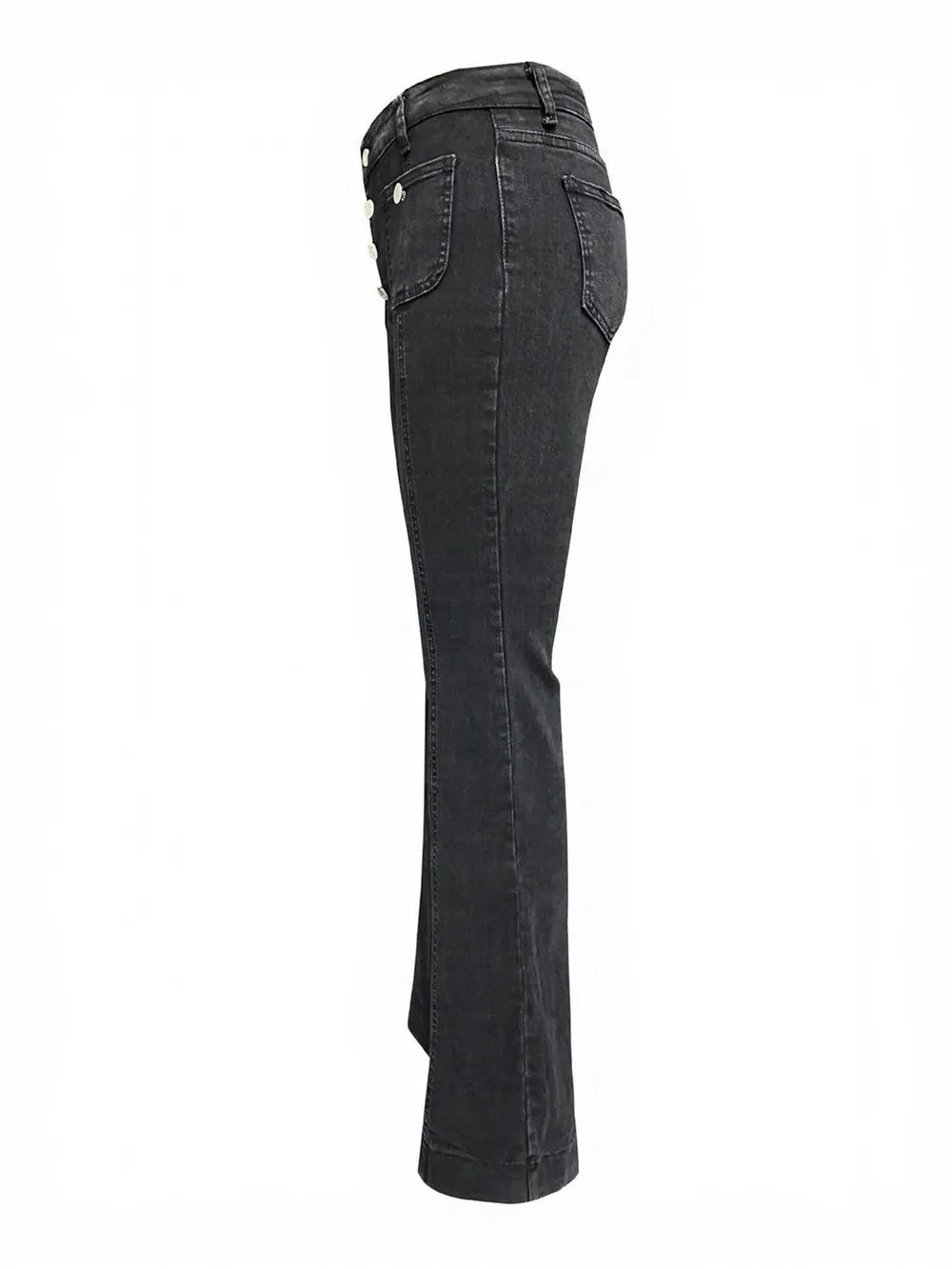 Button Fly High Waist Flare Jeans