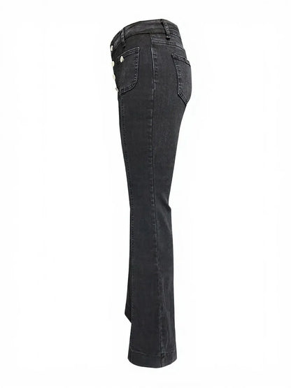 Button Fly High Waist Flare Jeans