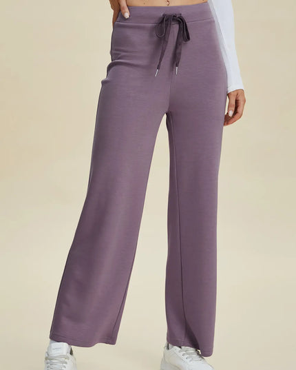 Basic Bae Full Size Air Scuba Drawstring Wide Leg Pants Mauve