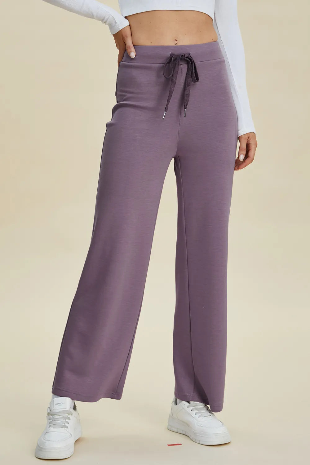 Basic Bae Full Size Air Scuba Drawstring Wide Leg Pants Mauve