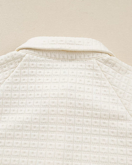 Textured Half Button Collared Sweatshirt