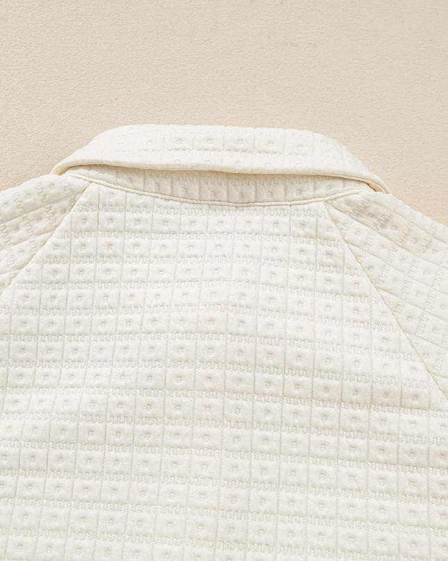 Textured Half Button Collared Sweatshirt