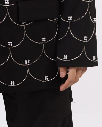 Pearl Detail Long Sleeve Blazer