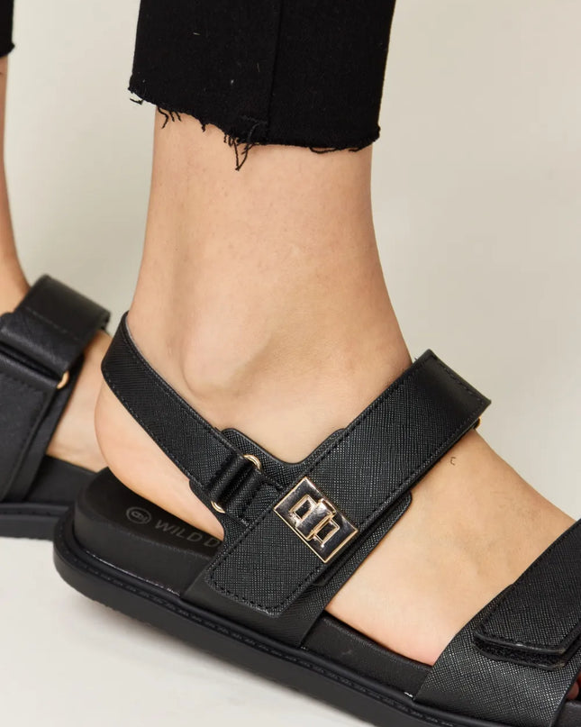 WILD DIVA Velcro Double Strap Slingback Sandals 