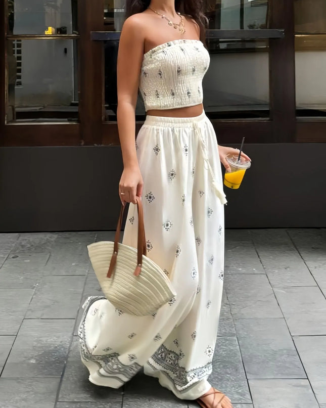 Smocked Tube Top and Pants Set