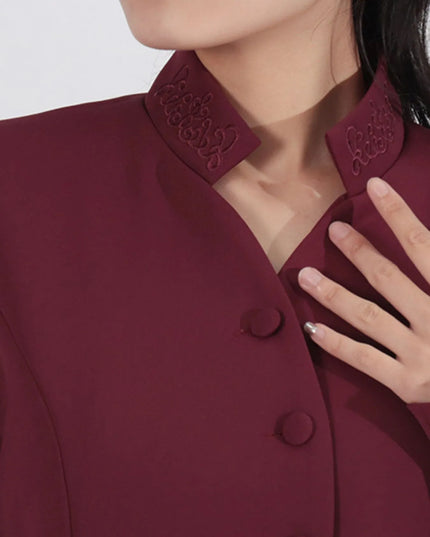 Button Up Long Sleeve Top and Pleated Skirt Set