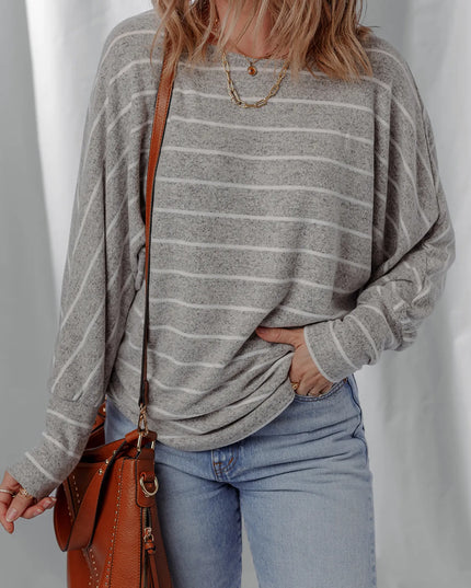 Stripe Dolman Sleeve Drop Shoulder Top