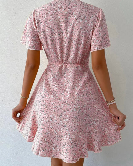 Floral Flutter Sleeve Wrap Mini Dress