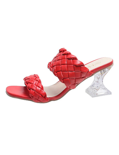 Woven Pattern Double Strap Sandals 