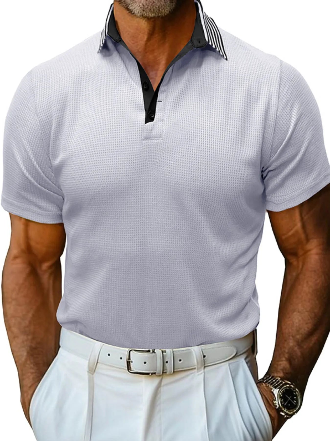 Men's Classic Textured Golf Polo Shirt White