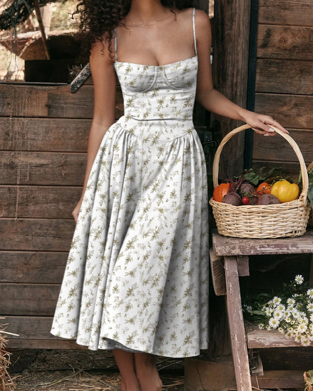 Ruched Sweetheart Neck Cami Dress Light Gray Floral