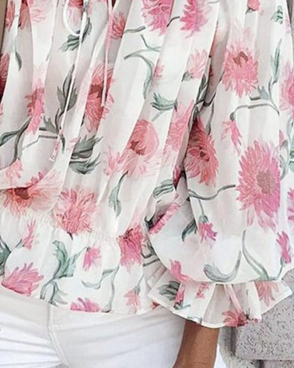 Off-Shoulder Floral Print Blouse