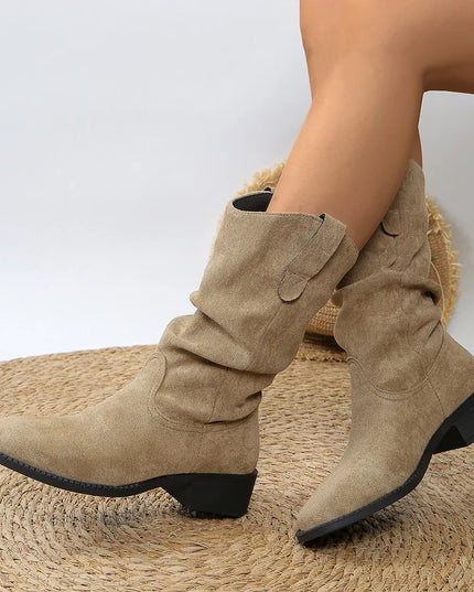 Pleated Pull-On Western Cowboy Boots