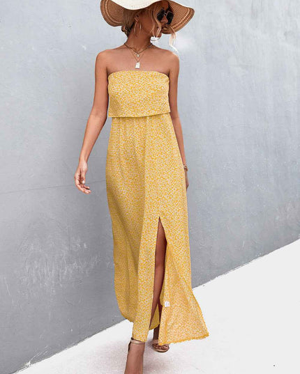 Strapless Split Maxi Dress