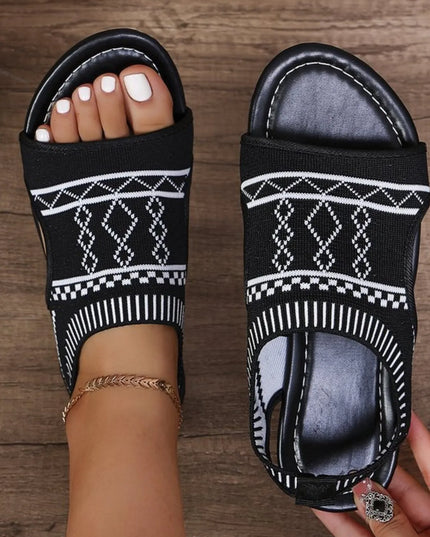 Cutout Mesh Flat Sandals