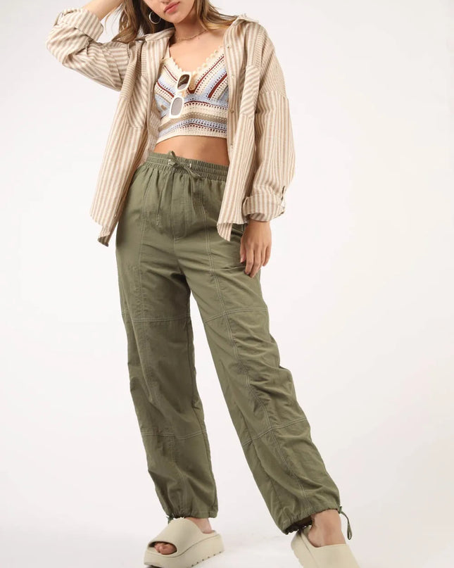 VERY J Drawstring Woven Parachute Joggers