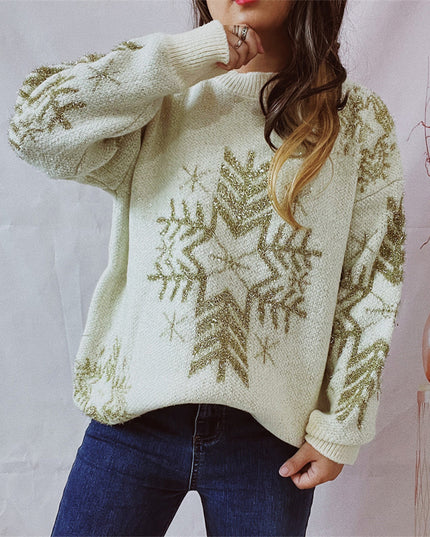 Snowflake Pattern Long Sleeve Sweater