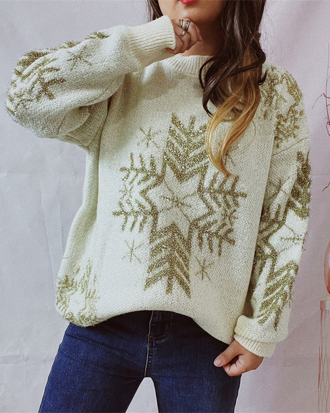 Snowflake Pattern Long Sleeve Sweater
