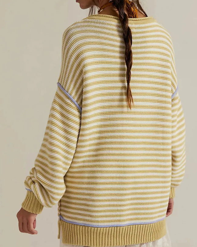Slit Striped Oversized Sweater