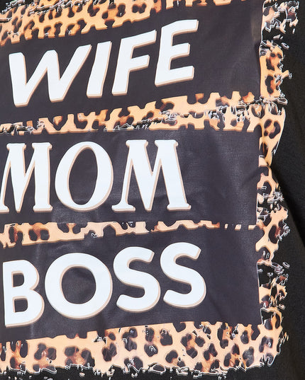Simply Love WIFE MOM BOSS Leopard Graphic T-Shirt