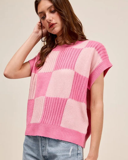 SO ME Check Plaid Casual Sweater Top