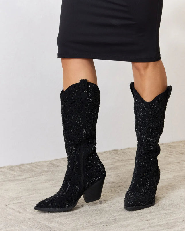 Forever Link Rhinestone Knee High Cowboy Boots