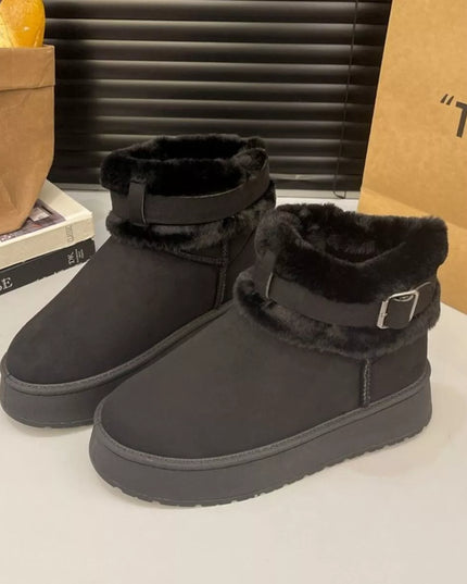 Round Toe Platform Boots Black