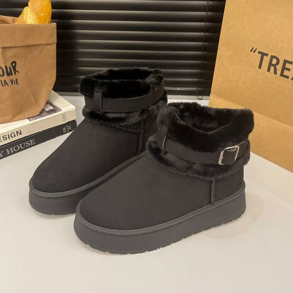 Round Toe Platform Boots Black