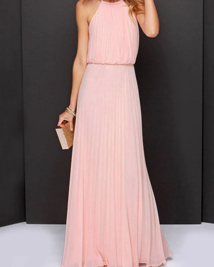 Pleated Sleeveless Maxi Tank Dress Blush Pink