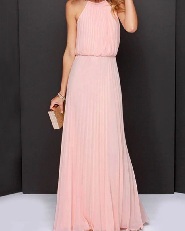 Pleated Sleeveless Maxi Tank Dress Blush Pink