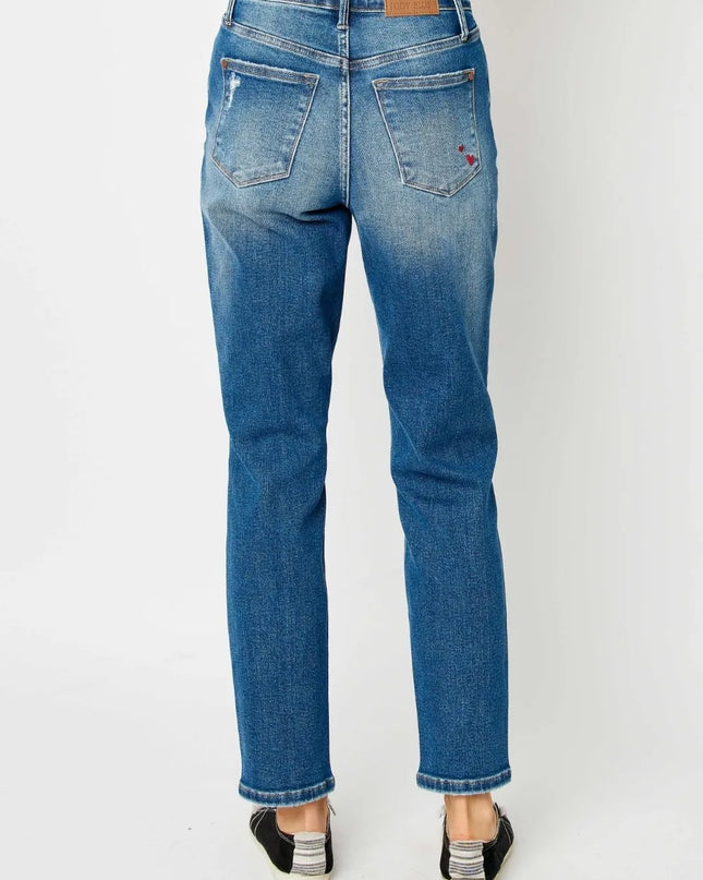 Judy Blue Full Size Queen Of Hearts Coin Pocket BF Jeans