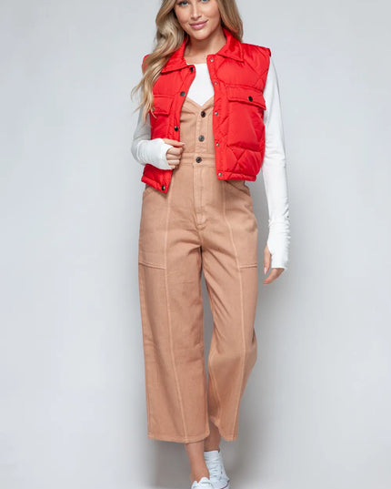 Snobbish Snap Down Quilted Crop Vest