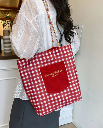 Gingham Pattern Tote Bag
