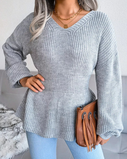 V-Neck Dropped Shoulder Sweater
