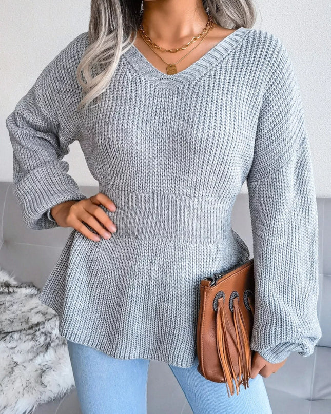 V-Neck Dropped Shoulder Sweater