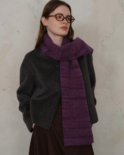 Striped Detail Knit Scarf