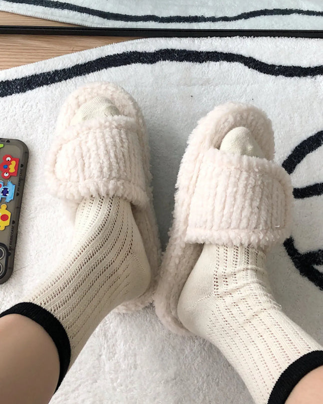Cozy Fuzzy Open Toe Slippers