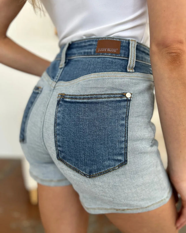 Judy Blue Full Size Color Block Denim Shorts