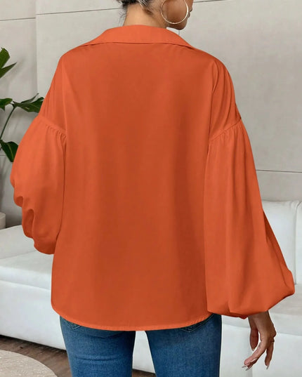 Polka Dot Balloon Sleeve Blouse