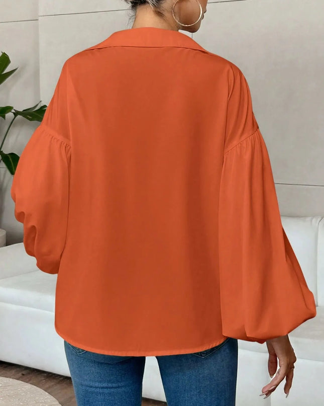 Polka Dot Balloon Sleeve Blouse