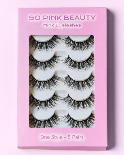SO PINK BEAUTY Mink Eyelashes 5 Pairs 