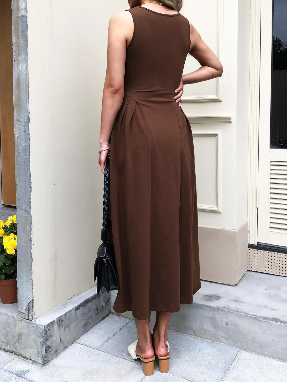 V-Neck Midi Tank Dress