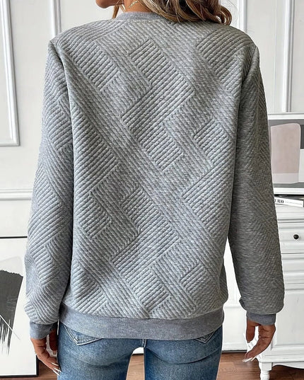 Quarter Zip Textured Long Sleeve Sweatshirt
