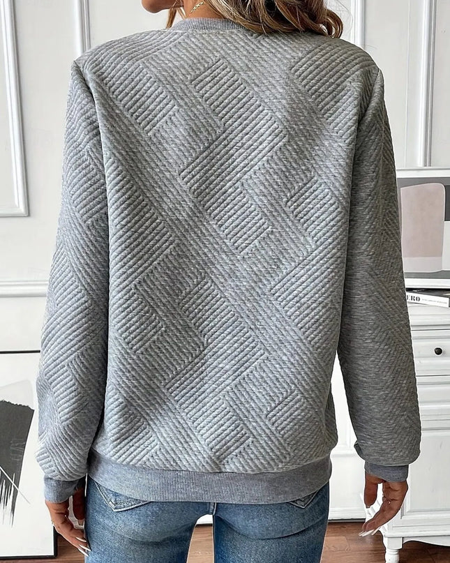 Quarter Zip Textured Long Sleeve Sweatshirt