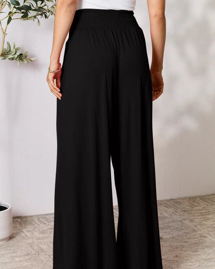 Basic Bae Full Size Smocked Wide Waistband Wide Leg Pants