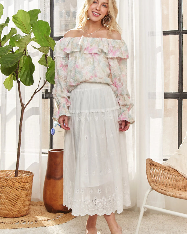 ADORA Ruffled Off Shoulder Floral Blouse 