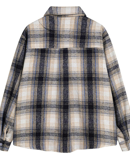 Men's Plaid Button Up Long Sleeve Jacket