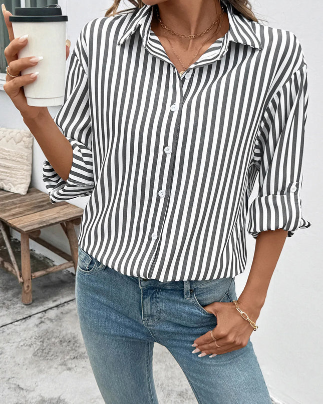 Striped Oversized Button-Up Shirt