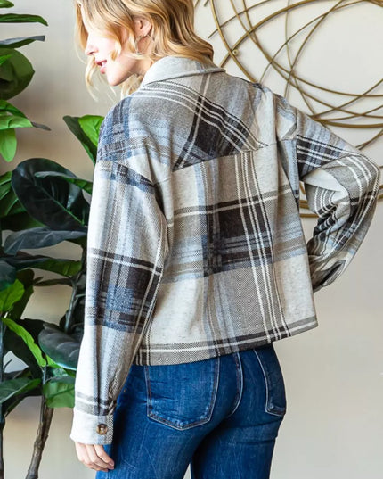 Reborn J Plaid Button Up Long Sleeve Shacket